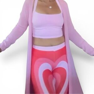 Fiercepulse Red Heart Shaped Tunnel Leggings Size M Pink Valentine’s Day